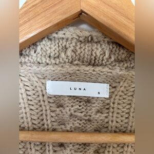 Luna (PEC Boutique) Knitted Oversized Beige Cardigan, S (fits S-L)